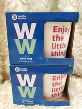 WEIGHT WATCHERS Healthy Kitchen Enjoy The Little Things Mini WW Mug Lot/2 NEW