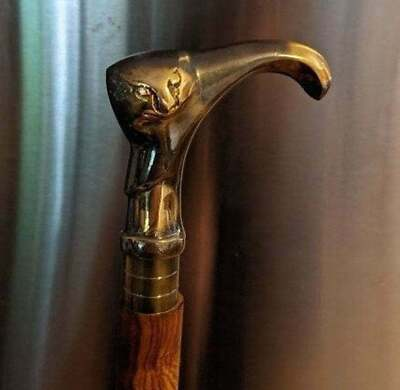#ad Ladies Choice RARE Antique Cat Handle Victorian Inlaid Wooden Walking Cane Stick $49.50