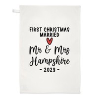 Personalisiert First Christmas Married Mr Und Mrs Geschirrtuch Liebe Frau Mann
