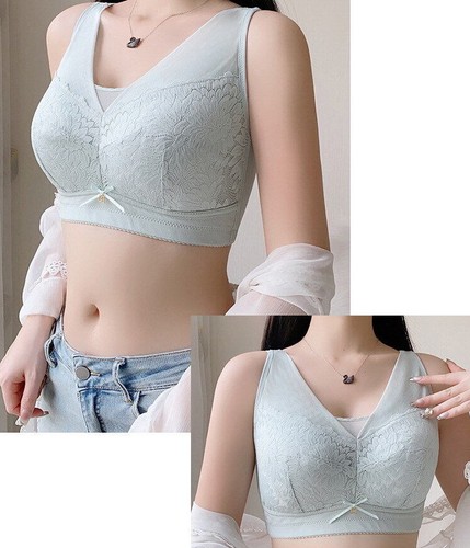 Women Full coverage Bras Seamless Wireless Floral Thin Push up Underwear 9891