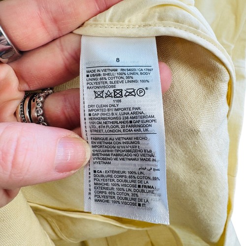Banana Republic Linen Blazer Jacket Business Career Sz 8 Old Money Butter Yellow - Picture 4 of 9