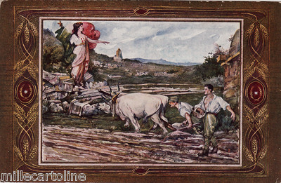 #GRAIN FOR THE HOMELAND- THE HOMELAND, 2 SOLDIERS PLOWING AND SOWING- dis. TROMBETTA