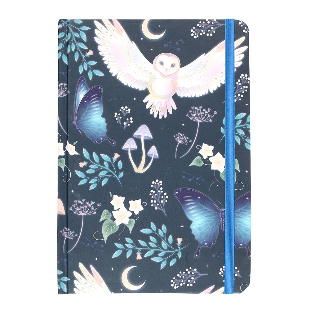 Lined A5 Hardback Night Owl Notebook Moon Witch Cottagecore Stationery Writing