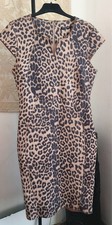 Abito leopardato Drole de Copine astuccio elasticizzato taglia L aderente midi stampa animalier