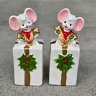 Vintage Ceramic Christmas Package Mice Mouse Salt & Pepper Shakers Japan — photo 5