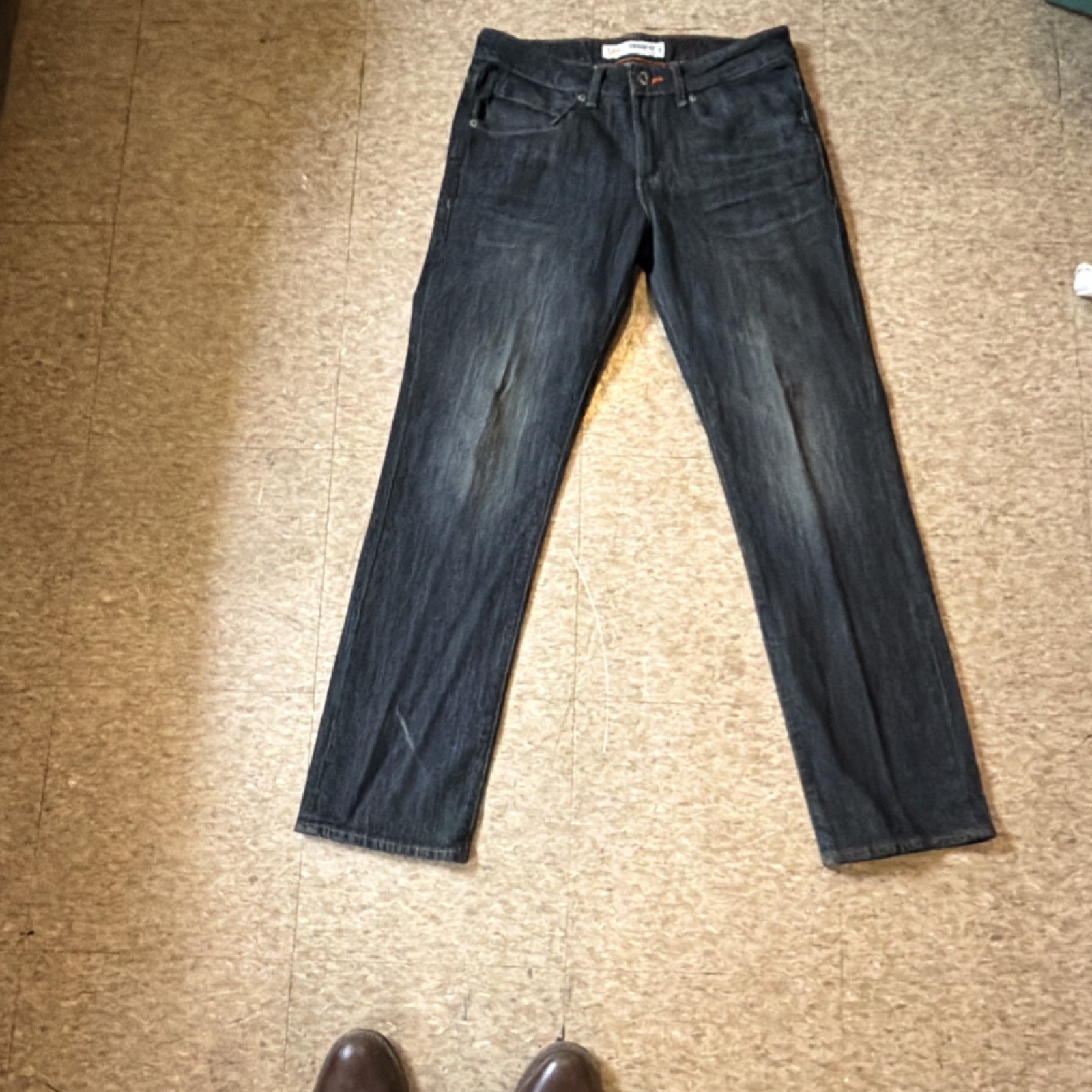 Lee Modern Series Straight Fit Dark Blue Denim Jeans Logo Button 5-Pocket Men