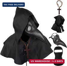 HAOSUN Plague Doctor Mask and Cloak Halloween Costumes for Men 4 in 1 Scary Mask