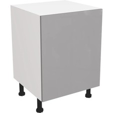 Fully Assembled Kitchen 600mm Base Unit With Plain Slab Gloss Dust Grey Doors