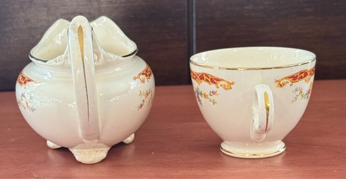 Vintage 1940s Homer Laughlin Eggshell Nautilus Sauce Boat & Georgian Tea Cup USA - Picture 3 of 12