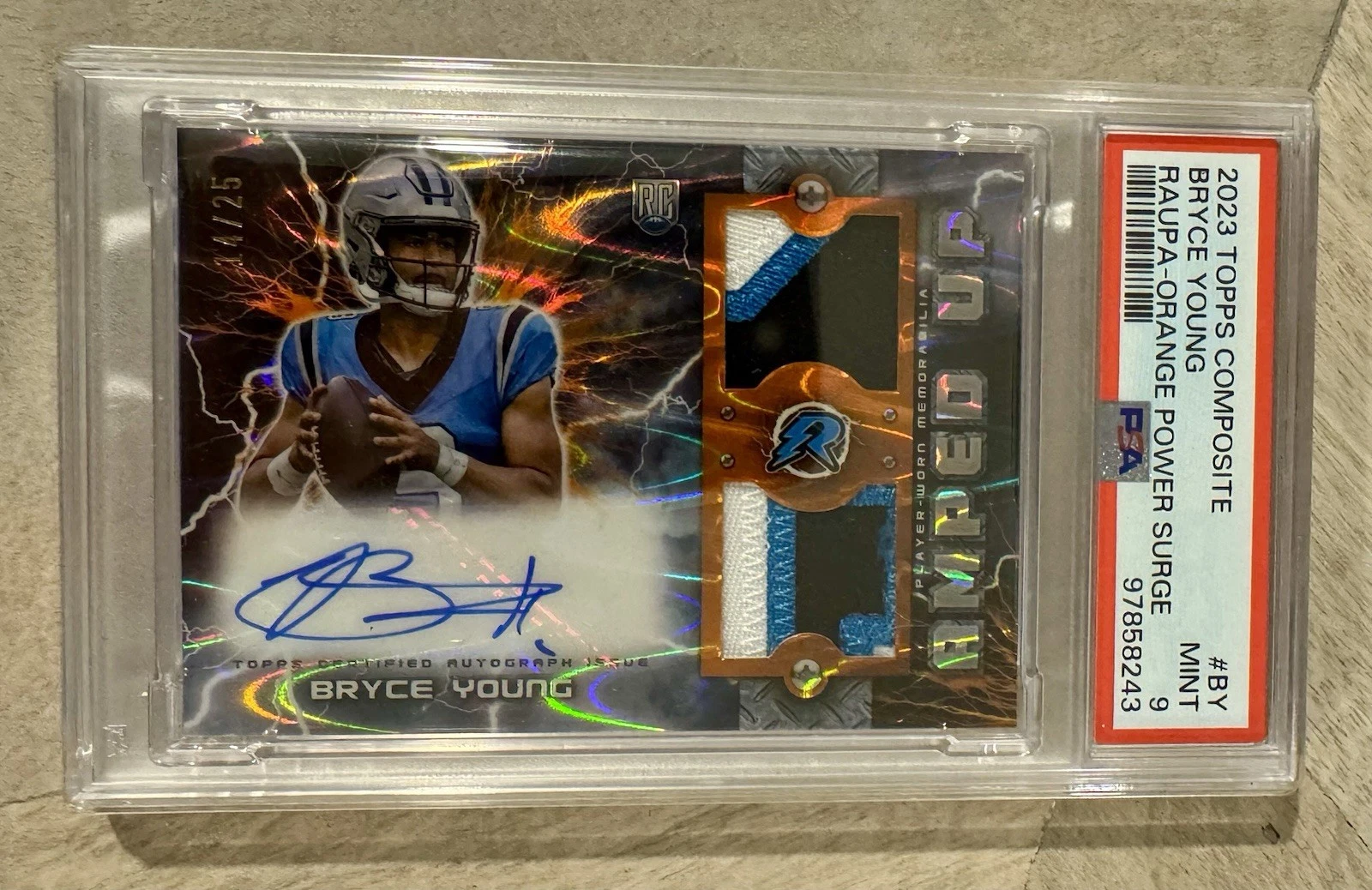 Bryce Young Topps Composite Resurgence Amped Up Patch Autographs #BY Orange Power Surge