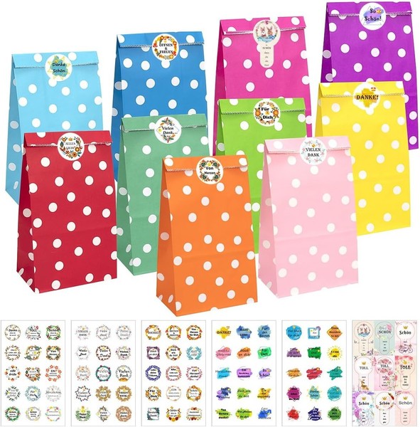 GeschenktüTen 40 StüCk Bunt Mit 84 Aufklebern FüR Feste Und Partys-image