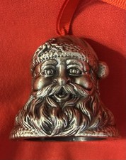 Pewter Santa Claus Bell Christmas Ornament St. Nicholas Holiday Decor