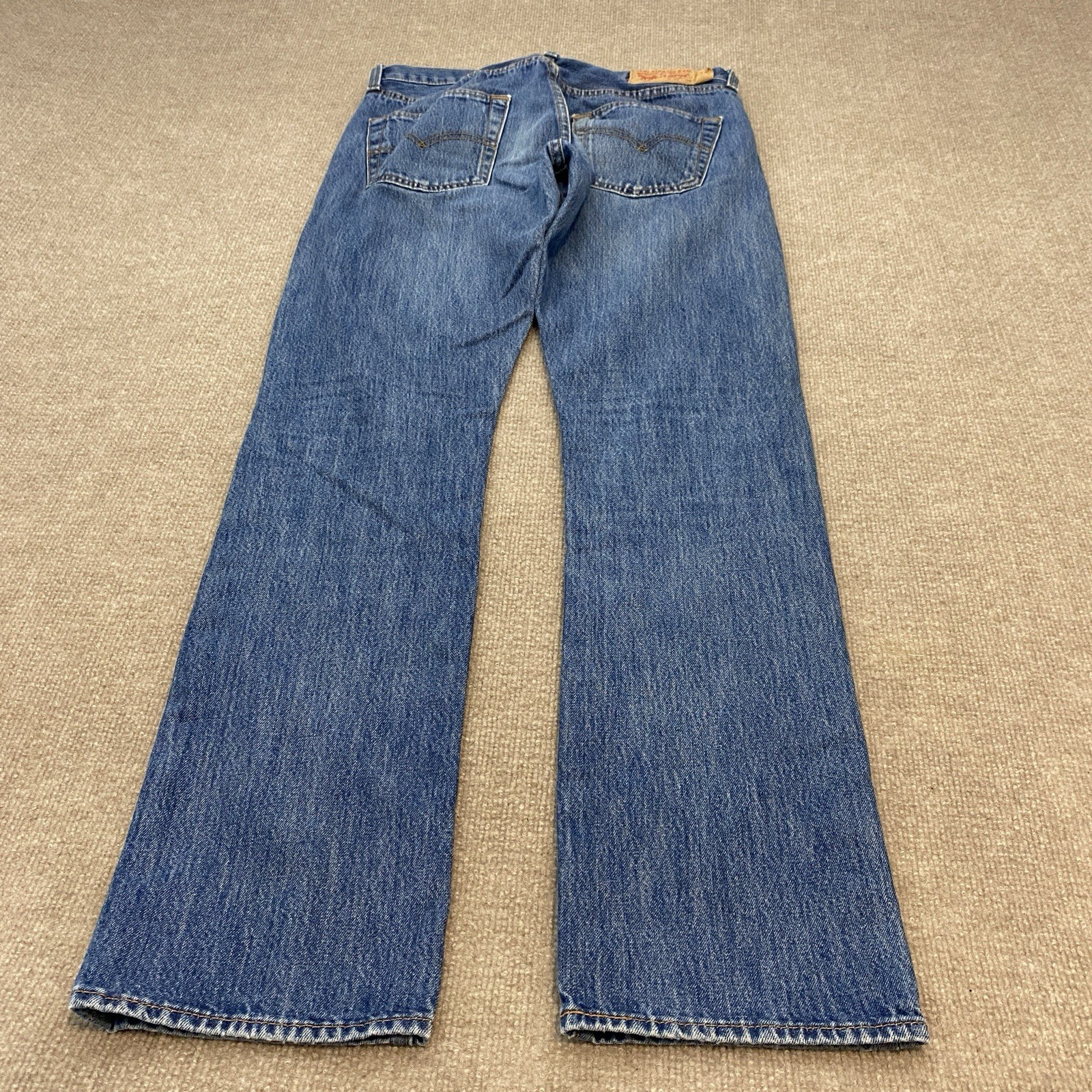 Levis 501 Jeans Mens 32x34 Blue Medium Wash Straight Leg Distressed Denim Pants