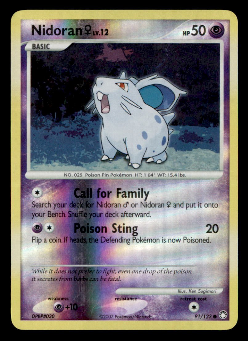 Nidoran F 91/123 Common Mysterious Treasures Pokemon Reverse Holo Lightly Played