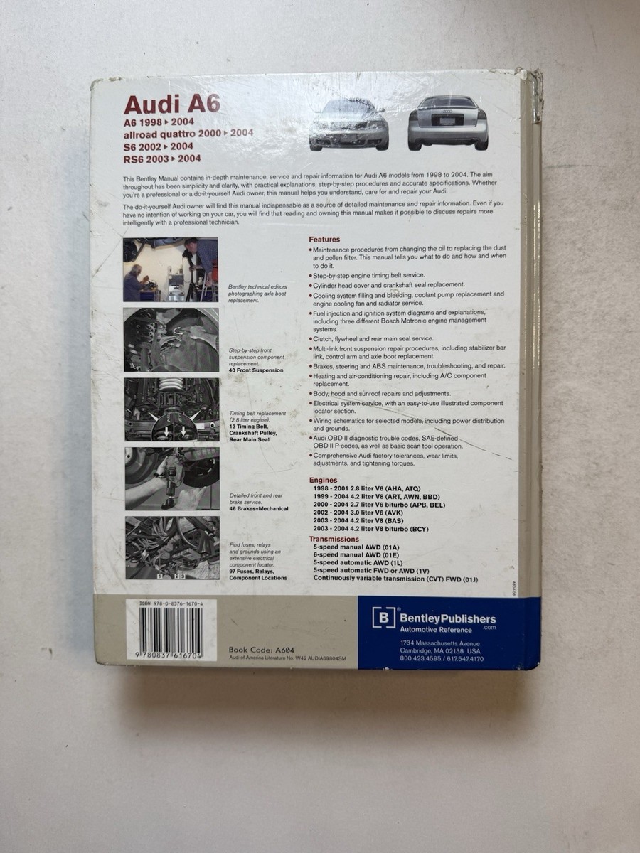 Audi A6 S6 RS6 Quattro 1998-2004 Shop Repair Service Manual Wiring