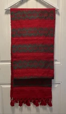 Vtg Norwegian Extra Long Hand Woven Table Runner 13.5 X 108 Wall Tapestry Red