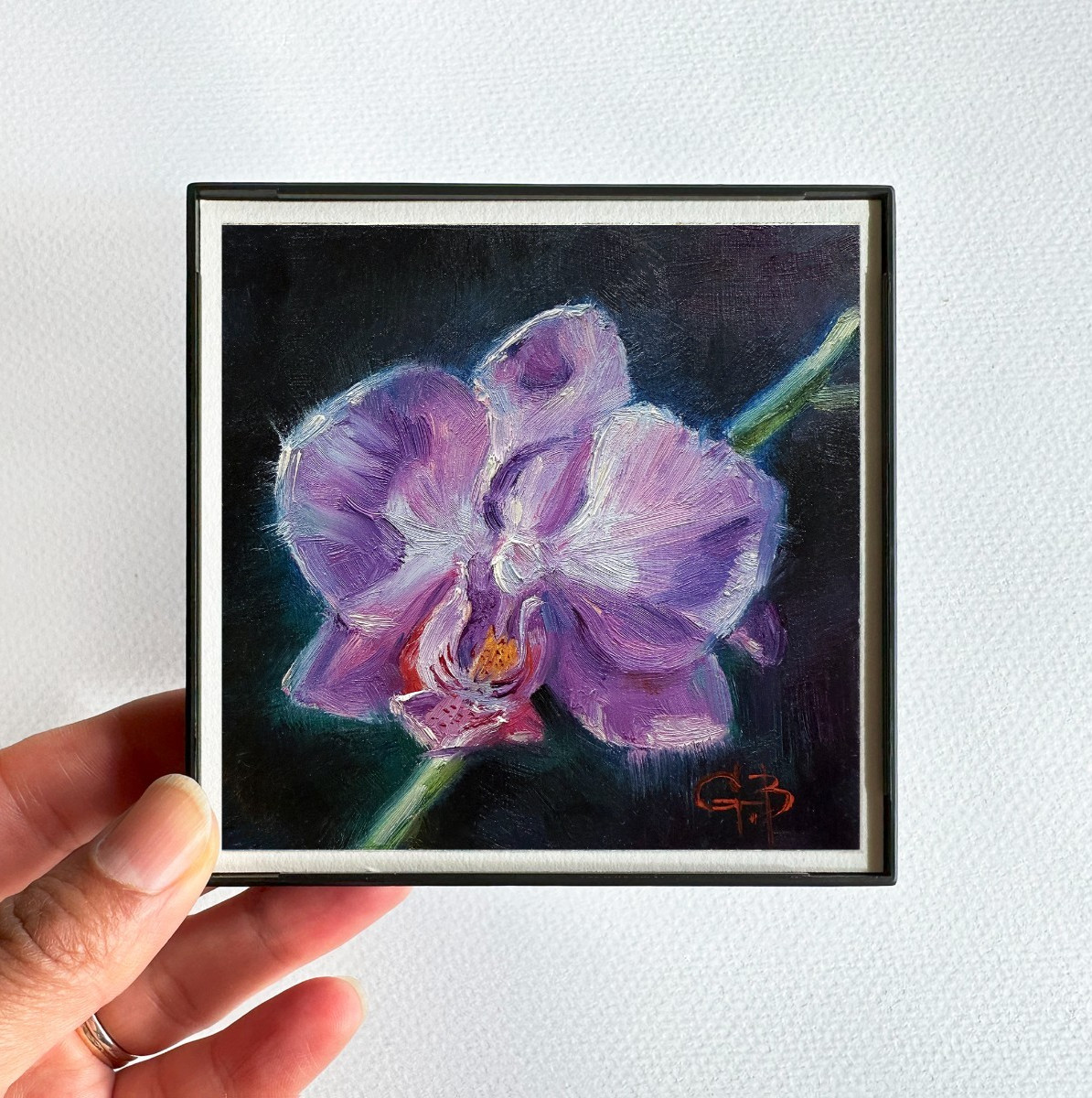 Miniature Giclée Print Purple Orchid Flower - Framed Signed & Numbered Wall Art