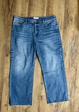 Moco Boutique Women’s Plus Size Wide Leg Raw Hem  Jeans