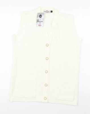 Weste Pullover Damen UK Größe S Merry Gold Elfenbein