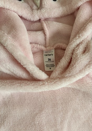 Mädchen Carter’s rosa Hoodie Shirt Kunstfell flauschiger Pullover Dinosaurier Kapuze Gr. 3T - Bild 3 von 5
