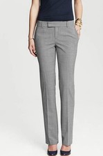Banana Republic MARTIN-FIT CHECKERED LIGHTWEIGHT WOOL STRAIGHT LEG Size 0 Pant