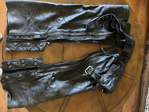 Harley Davidson Men's Large DELUXE Leather Chaps | Motorcycle Riding Chaps