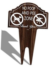 No Poop and Pee Zone Sign Double Sided Clean Up After Your Dog 14 wooden,brown