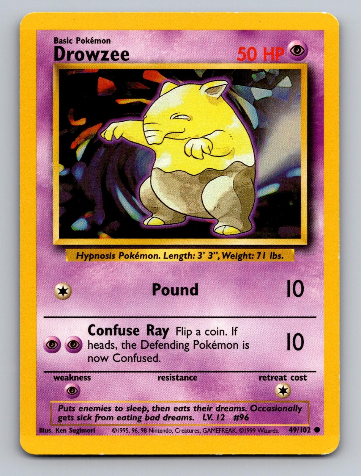 Drowzee 49/102 Base Set Unlimited Common Lightly Played