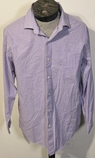 Lauren Ralph Lauren Shirt Mens 17 34/35 Purple Check Slim Fit Stretch Non Iron