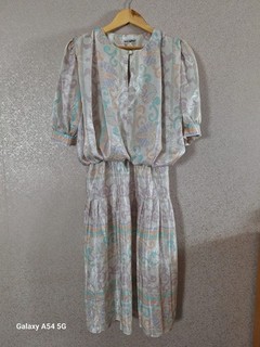 Vintage 80s Perceptions USA ILGWU Pastel Jacquard Midi Dress Size 12 Union Made