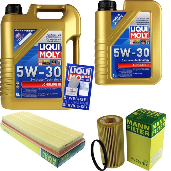 Mann Inspektionspaket 6L Liqui Moly Longlife III 5W-30 FüR VW Golf V 2.0 GTI EOS-image