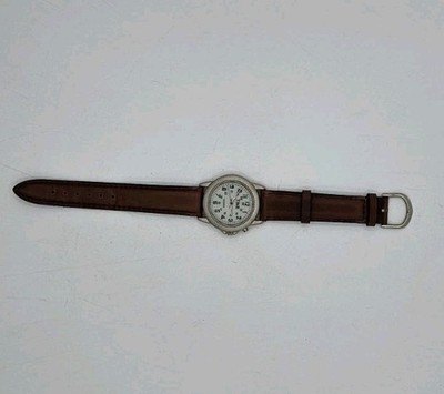 Quartz Men's Analog Quartz Watch 40mm Silver Steel White Dial Brown Leather
