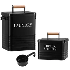 Metal Laundry Powder Container with Dryer Sheet Holder Modern Farmhouse Laund...