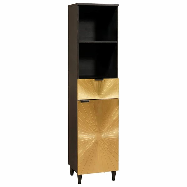 Badezimmerschrank Mit Regal Schwarz Und Gold 38 X 33 X 160 Cm Badezimmerschrank-image