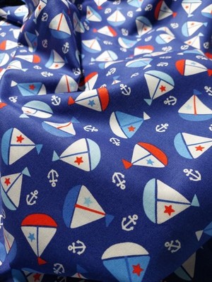 3,20 x 1,10 m Patchwork Stoff Kinderstoff Meer Boote Schiffe Northcott Quilt