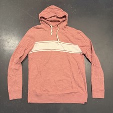 Faherty Hoodie Mens Large Summer Red Surf Stripe Slub Pullover Sweatshirt