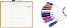 U Brands Magnetic Monthly Calendar Dry Erase Board, 16 X 20 Inches, Gold Aluminu