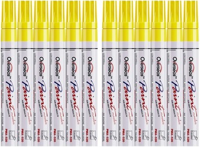 Yellow Paint Pens Markers - 12 Pack Waterproof Oil-Based Paint Pen Set Quick ...