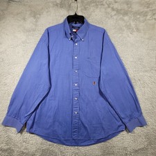 Tommy Hilfiger Mens XL Blue Button Down Long Sleeve Shirt 80s 2 Ply Cotton