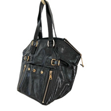 Borsa a mano Yves Saint Laurent YSL Downtown in pelle verniciata nera vintage