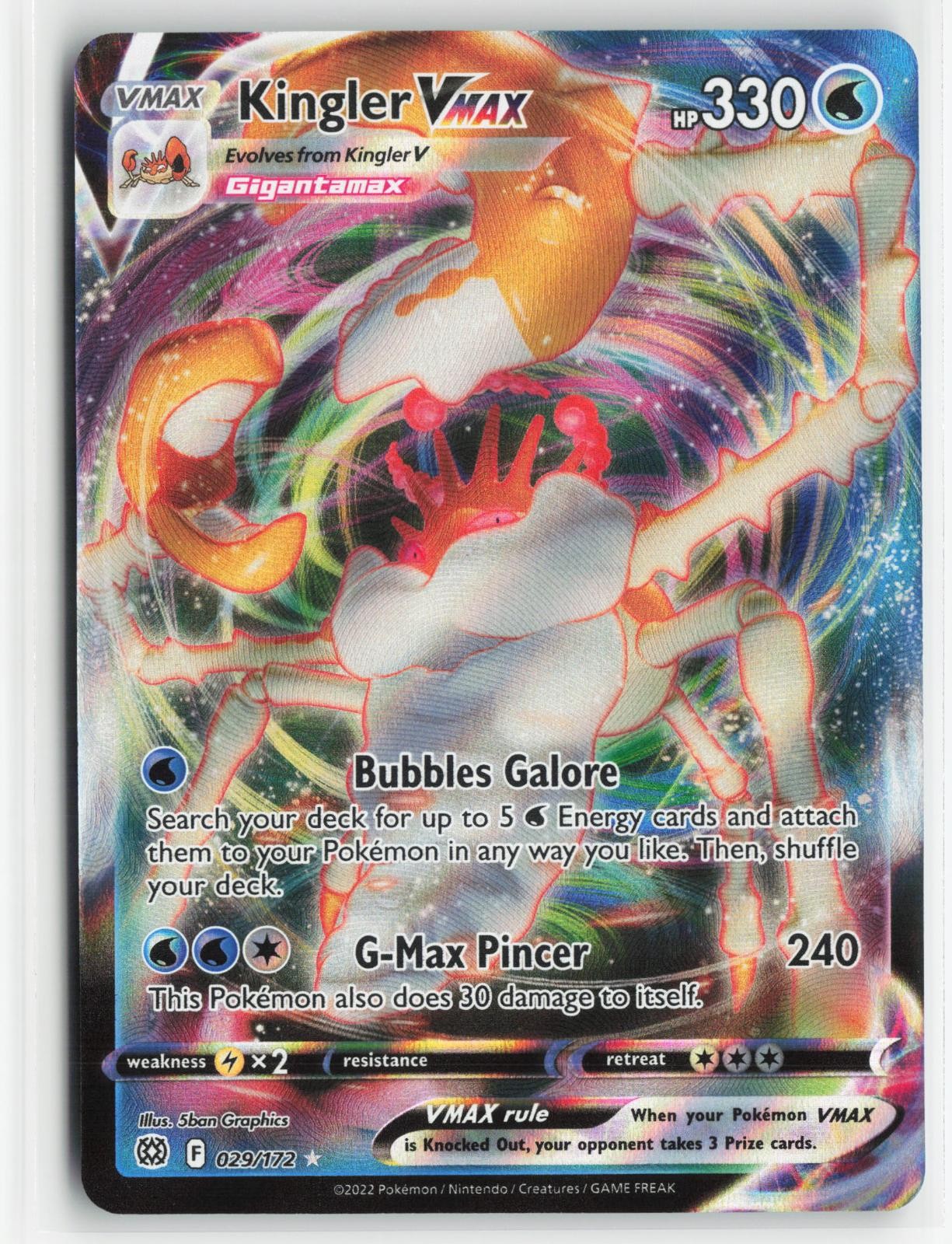 Kingler VMAX 029/172 Holo Brilliant Stars Pokemon Near Mint VMAX Rare