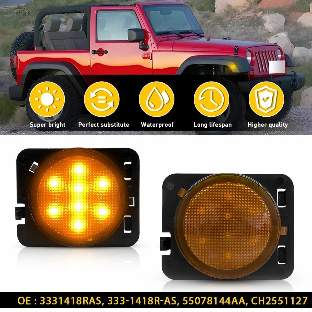 Luces Marcadoras Laterales LED ámbar Para Jeep Wrangler JL Y Gladiator JT 2018+ - Número SIL9802-AM