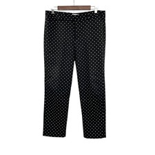 ELLE Womens Polka Dot Ankle Pants Black/White Size 8 Pockets