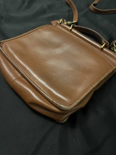 VTG Coach Willis British Tan Leather Turnlock Flap Satchel Crossbody Bag 9927 - Picture 12 of 16