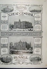 Original Old Antique Print 1904 Central Hotel Russell London Frederick 20th Original Old Antique Print 1904 Central Hotel Russell London Frederick 20th