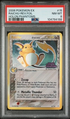 Raichu (Delta Species) 15/110 PSA 8 ex Holon Phantoms Reverse Holo Rare Pokemon