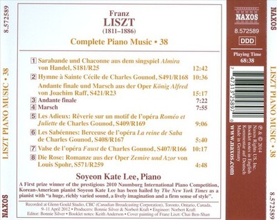 LISZT: TRANSCRIPTIONS AND ARRANGEMENTS OF WORKS BY GOUNOD, HANDEL, SPOHR, RAFF N
