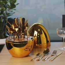 24-Piece Stainless Steel Flatware Set Silver or Gold | Durable Dishwasher Safe