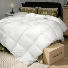 Goose down Fiber Comforters King Size, All Season Luxury White Duvet Insert, 100