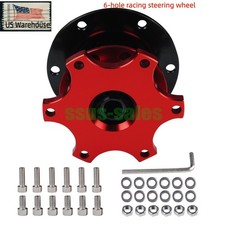 Red Universal Aluminum 6-hole Racing Steering Wheel Quick Release Hub Adapter
